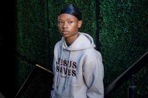 "Jesus Saves" hoodie - Muted Clay